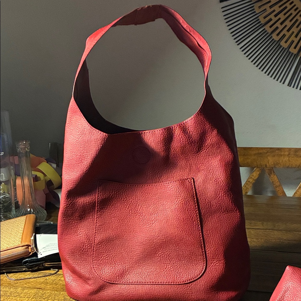 Chic Burgundy Leather Hobo Bag - Picture 7 of 7